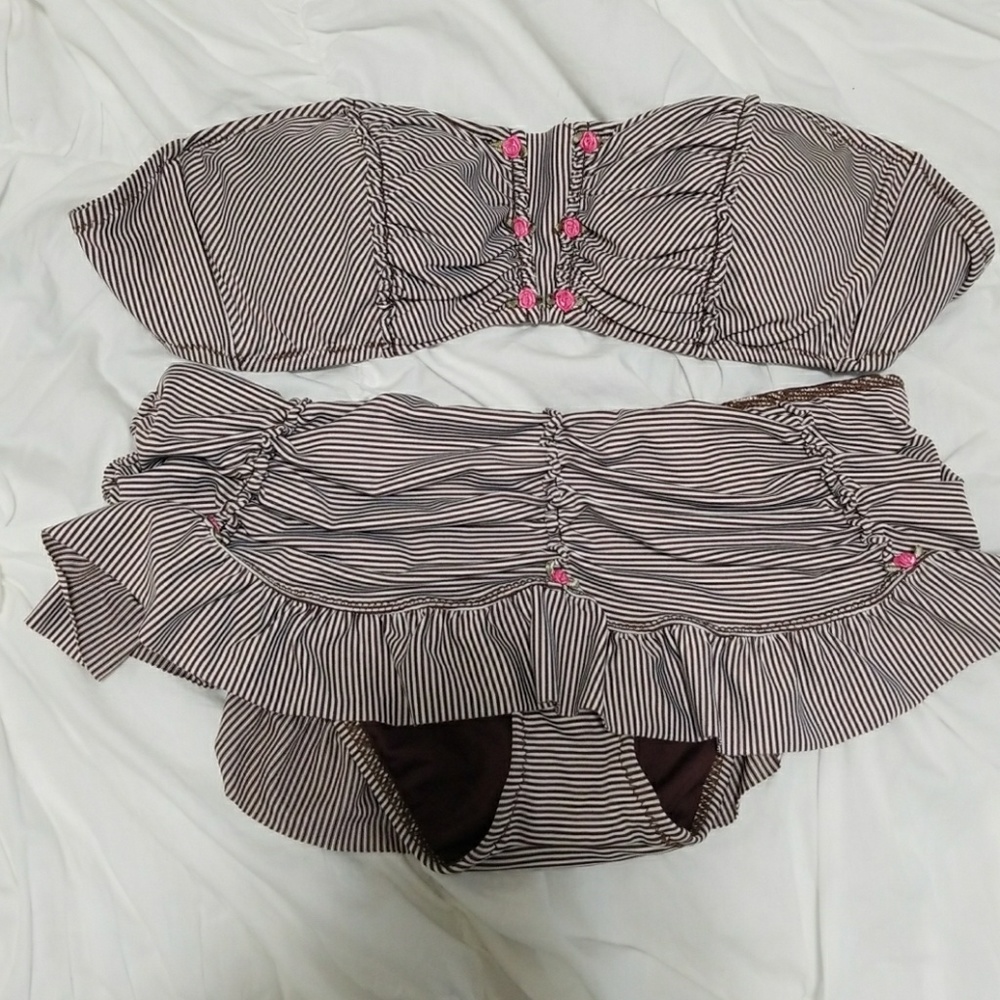 Betsey Johnson Pin Striped Binini